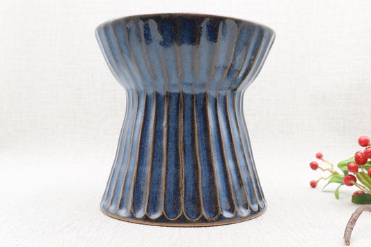 Mashiko Ware Pet Food Bowl (with stand) Navy Blue