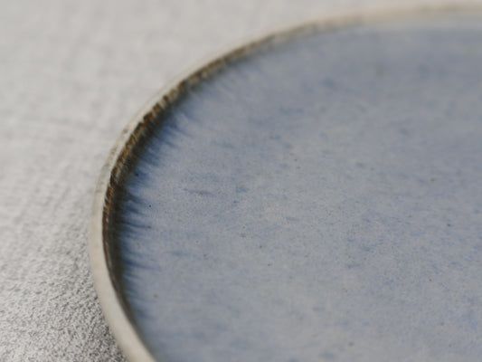 Mashiko ware flat plate and saucer, cobalt blue