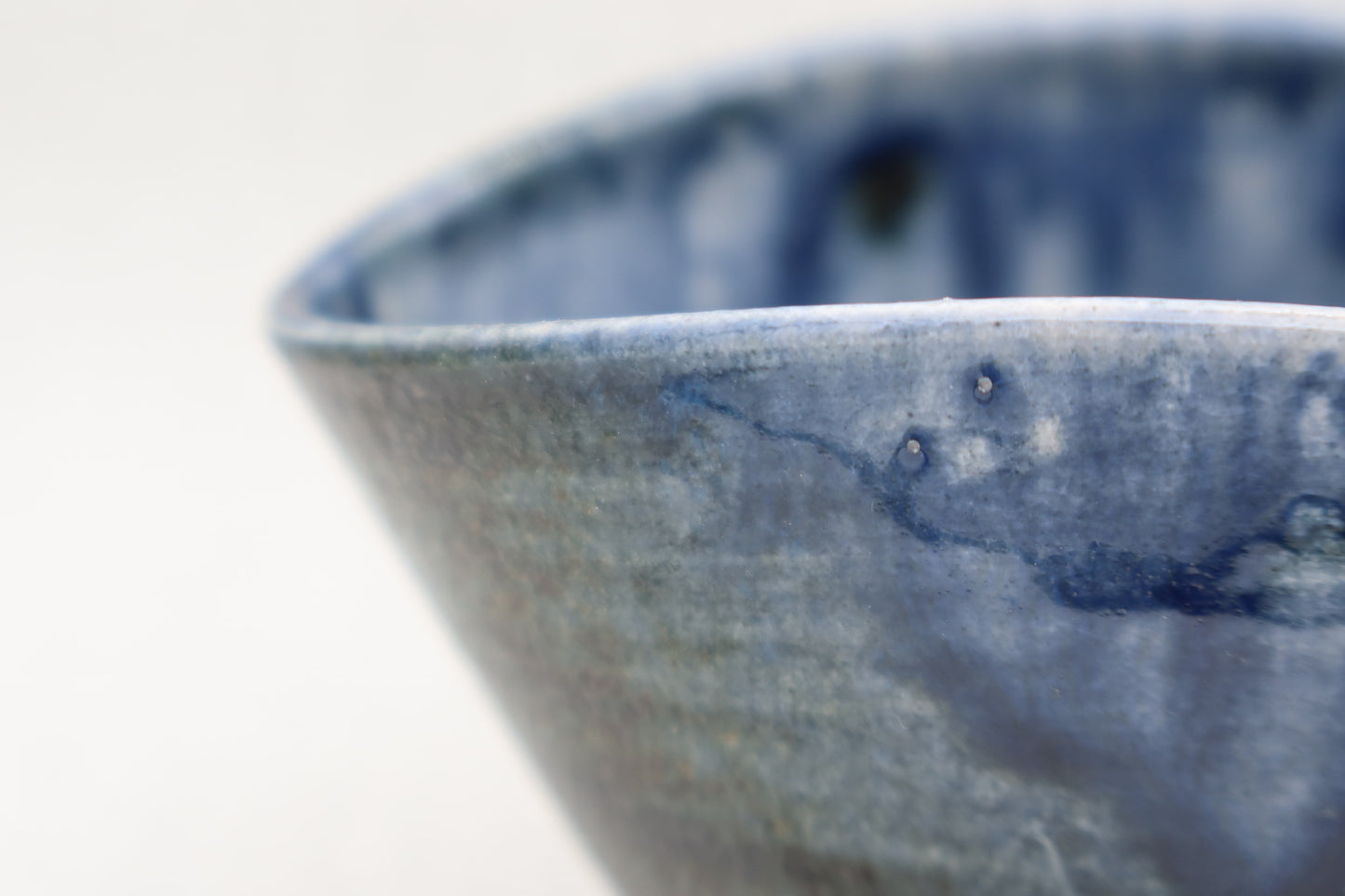 Mashiko ware flower vase, navy blue