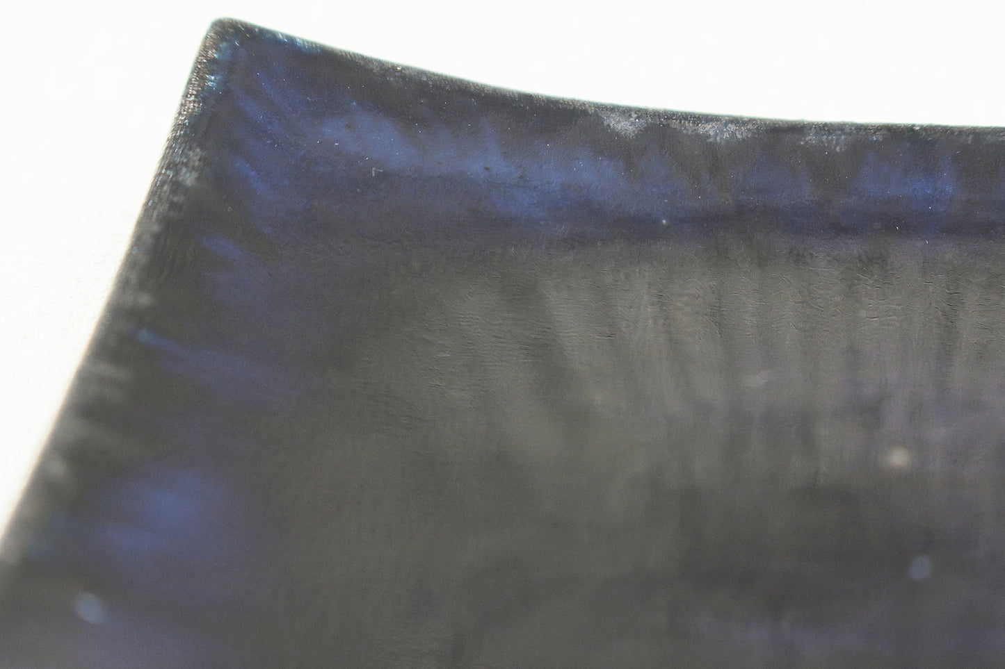 Mashiko ware flat plate, square plate, lapis lazuli color