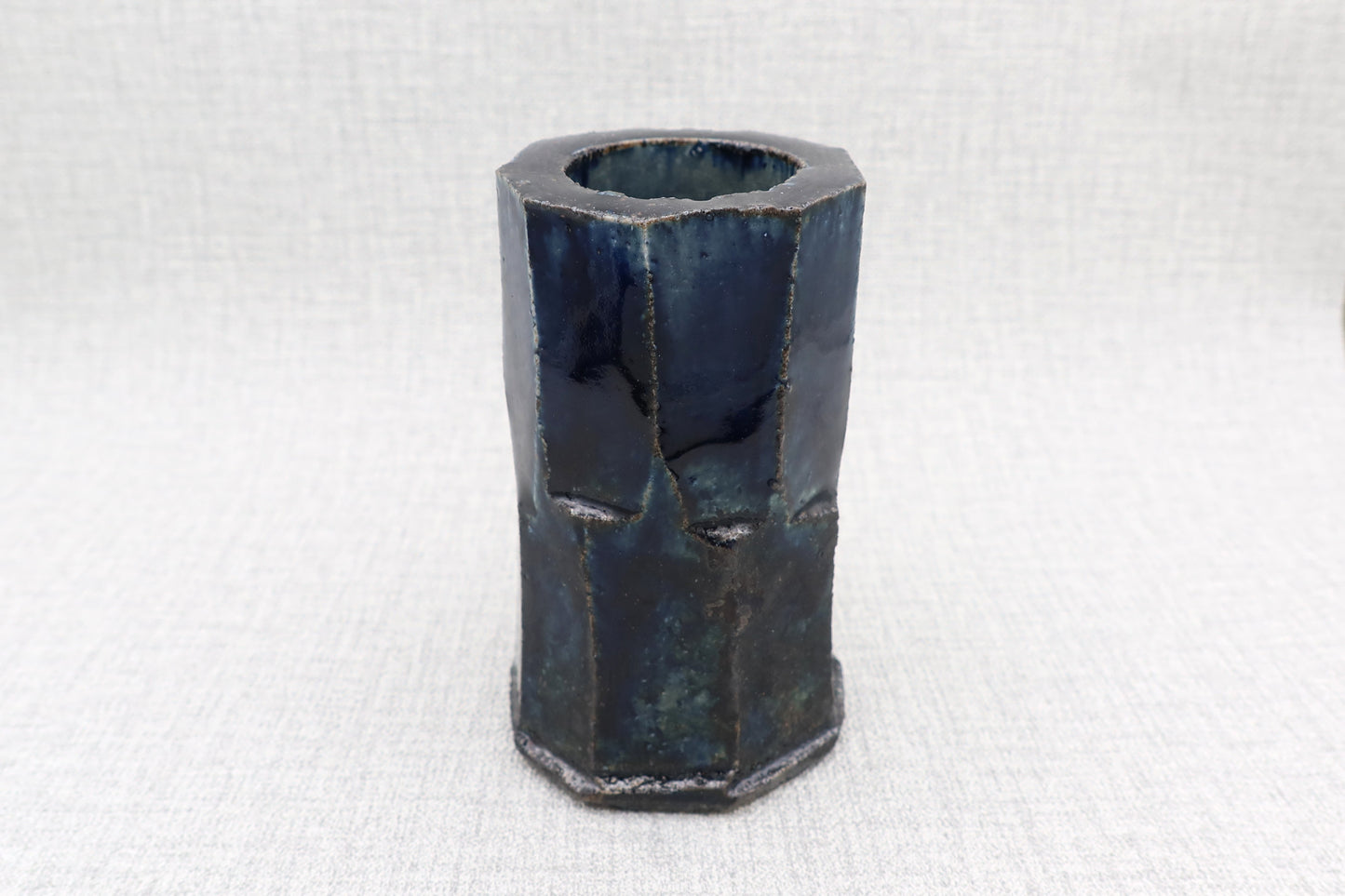 Mashiko Pottery Vase, Lapis Lazuli
