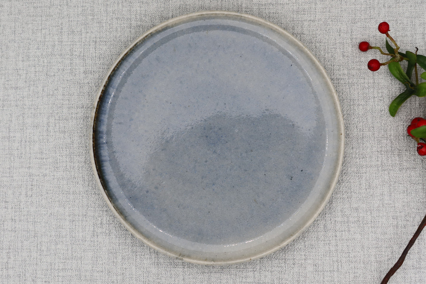 Mashiko ware flat plate and saucer, cobalt blue