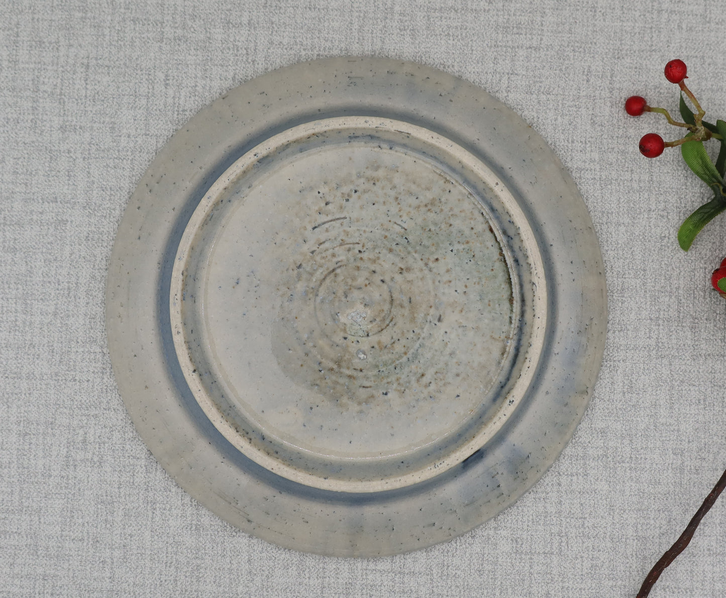 Mashiko ware flat plate and saucer, cobalt blue