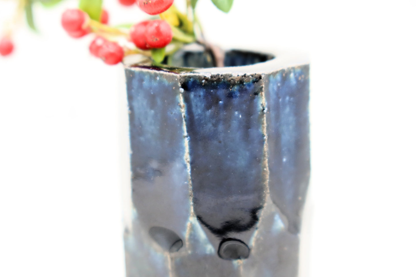 Mashiko Pottery Vase, Lapis Lazuli