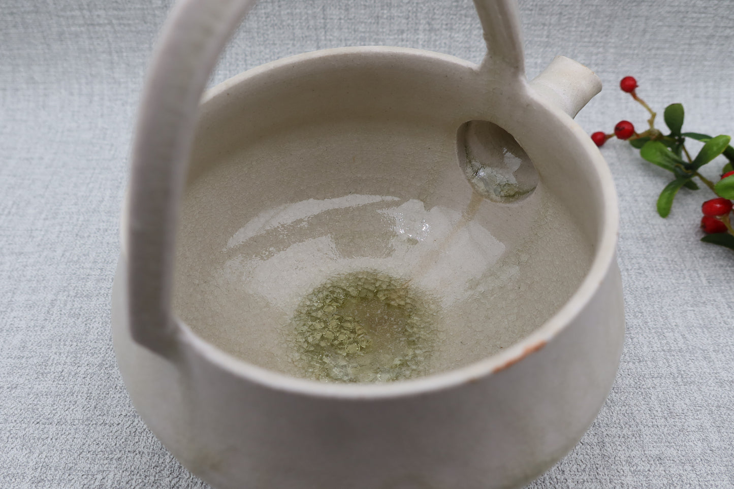 Mashiko ware sake vessel, milky white