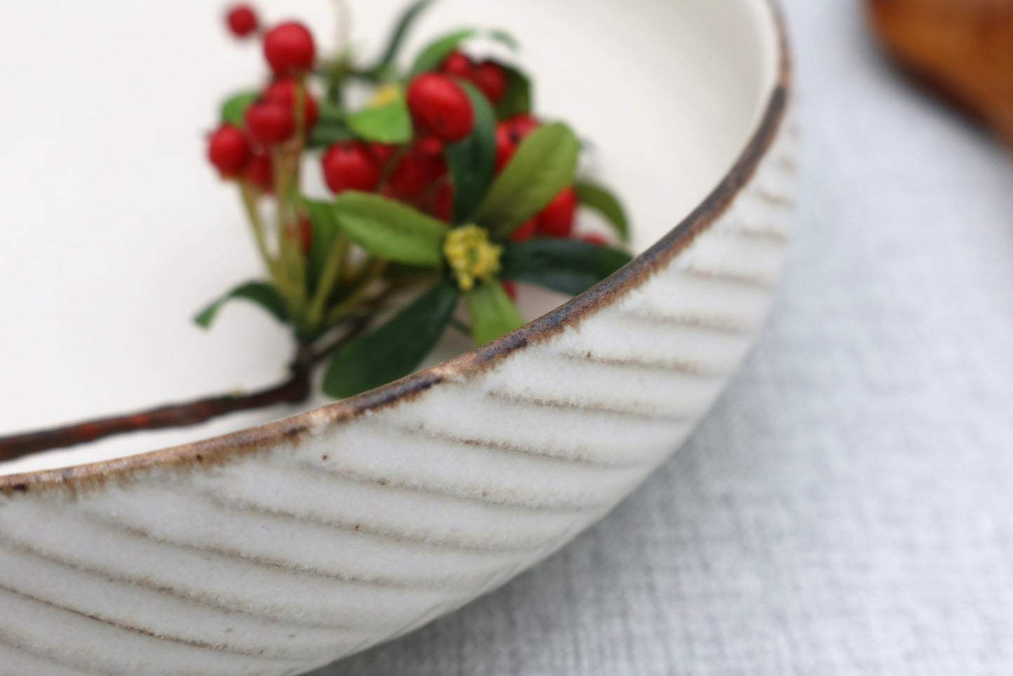 Mashiko ware deep plate, milky white