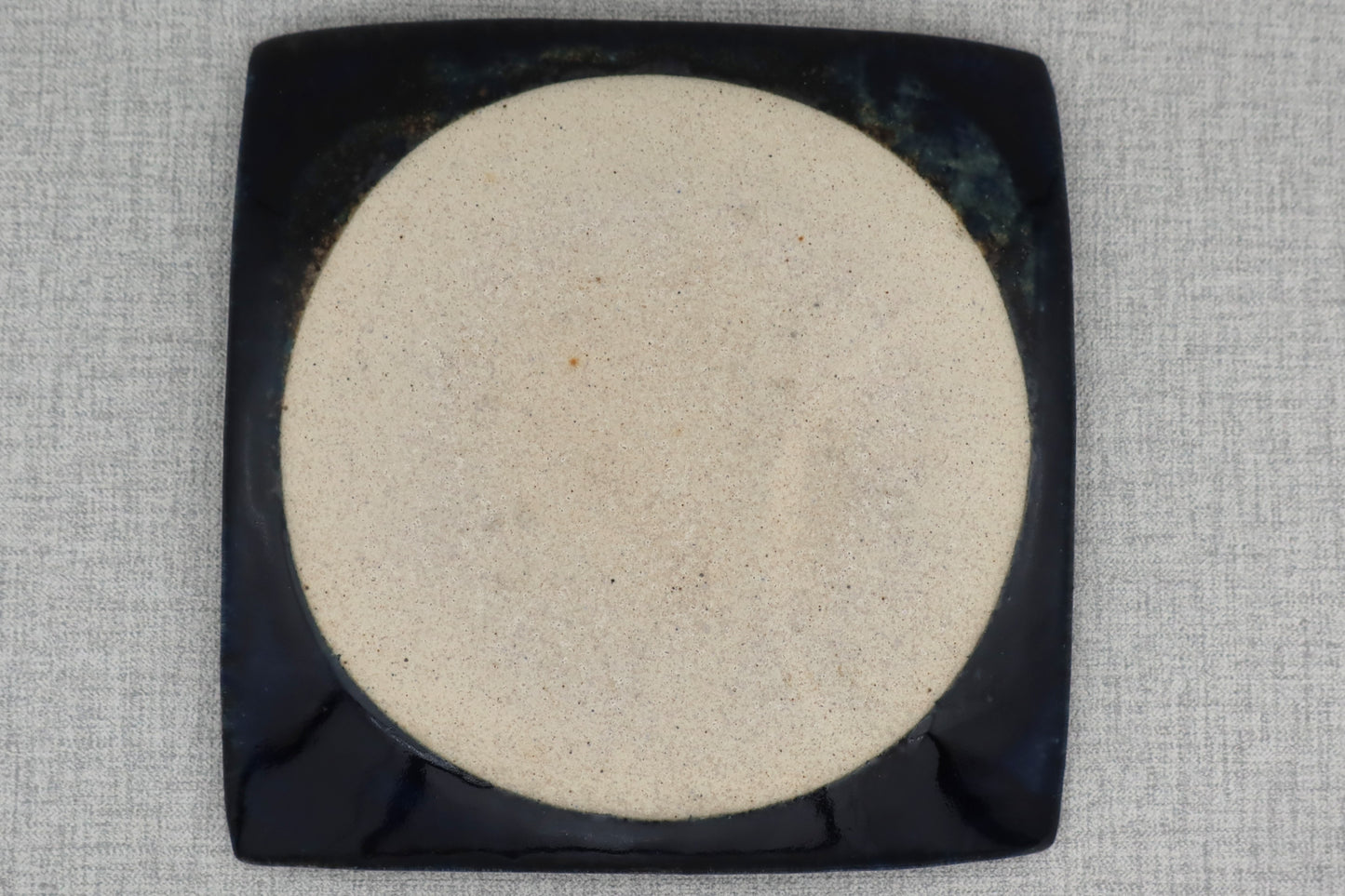 Mashiko ware flat plate, square plate, lapis lazuli color