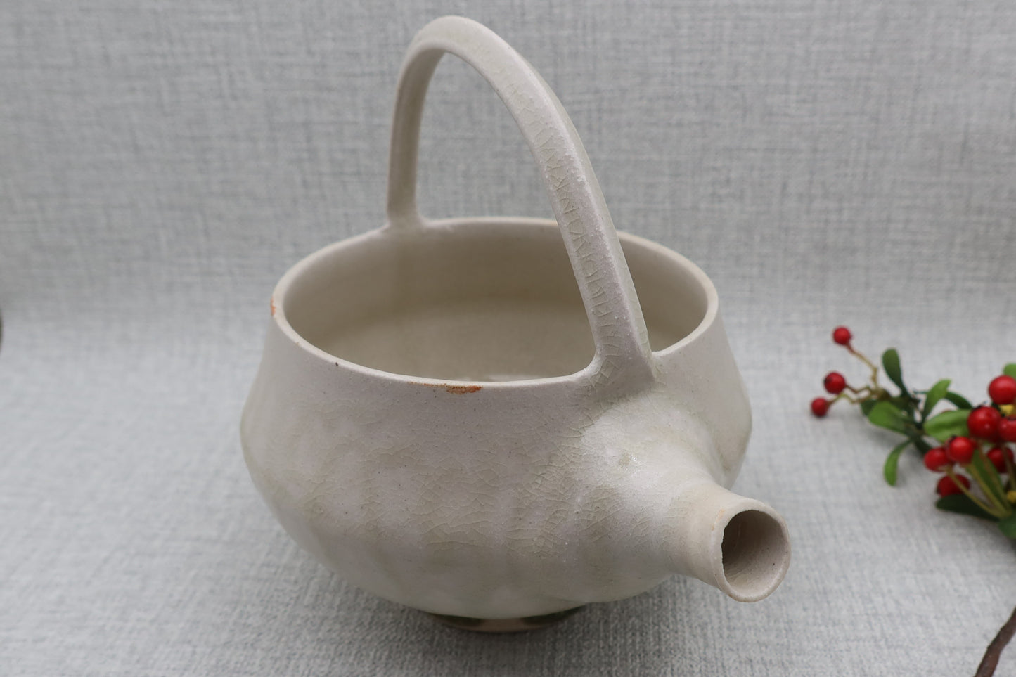 Mashiko ware sake vessel, milky white
