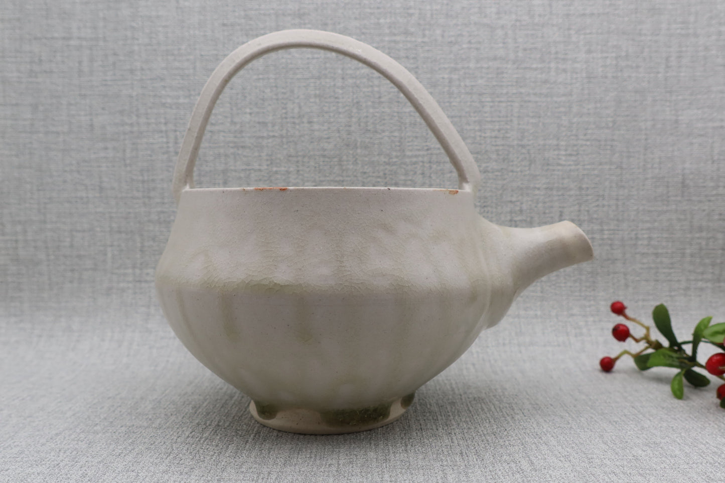 Mashiko ware sake vessel, milky white