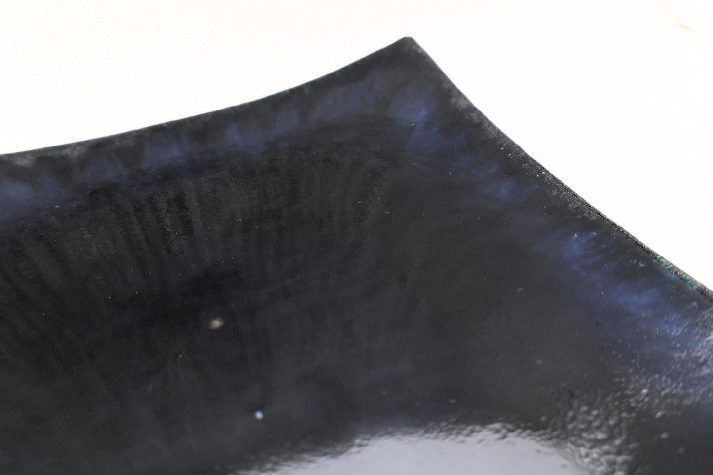 Mashiko ware flat plate, square plate, lapis lazuli color