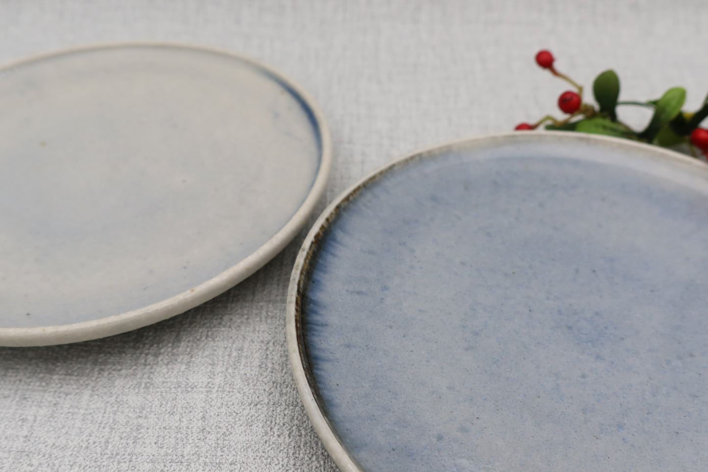 Mashiko ware flat plate and saucer, cobalt blue