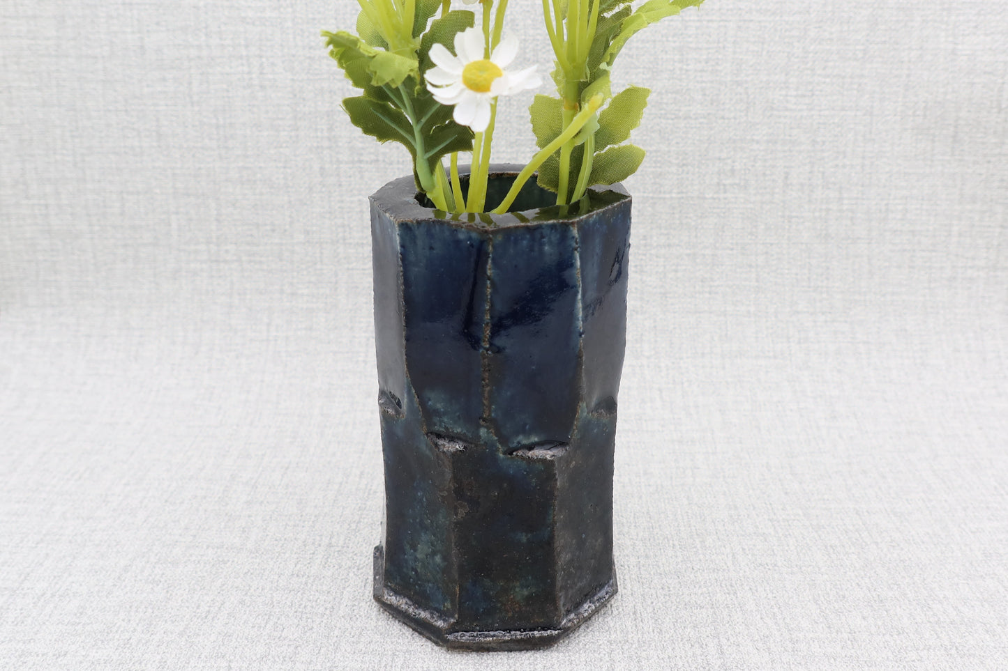 Mashiko Pottery Vase, Lapis Lazuli