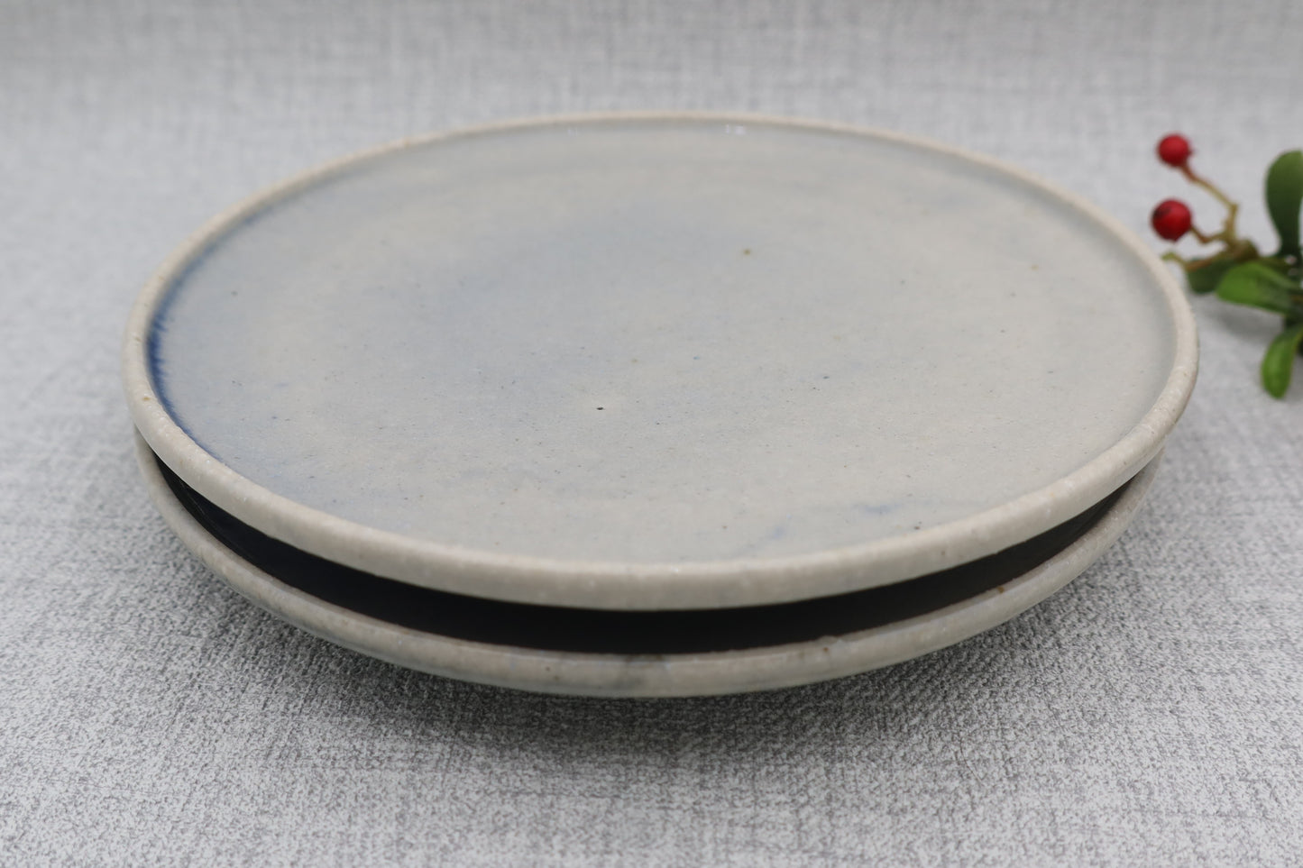 Mashiko ware flat plate and saucer, cobalt blue
