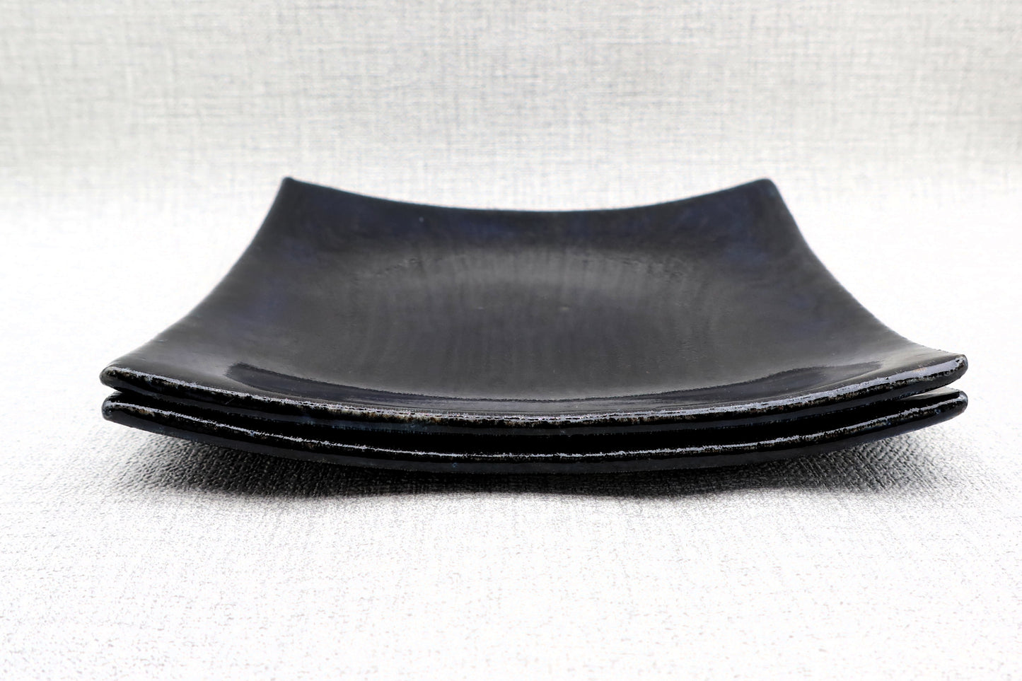 Mashiko ware flat plate, square plate, lapis lazuli color