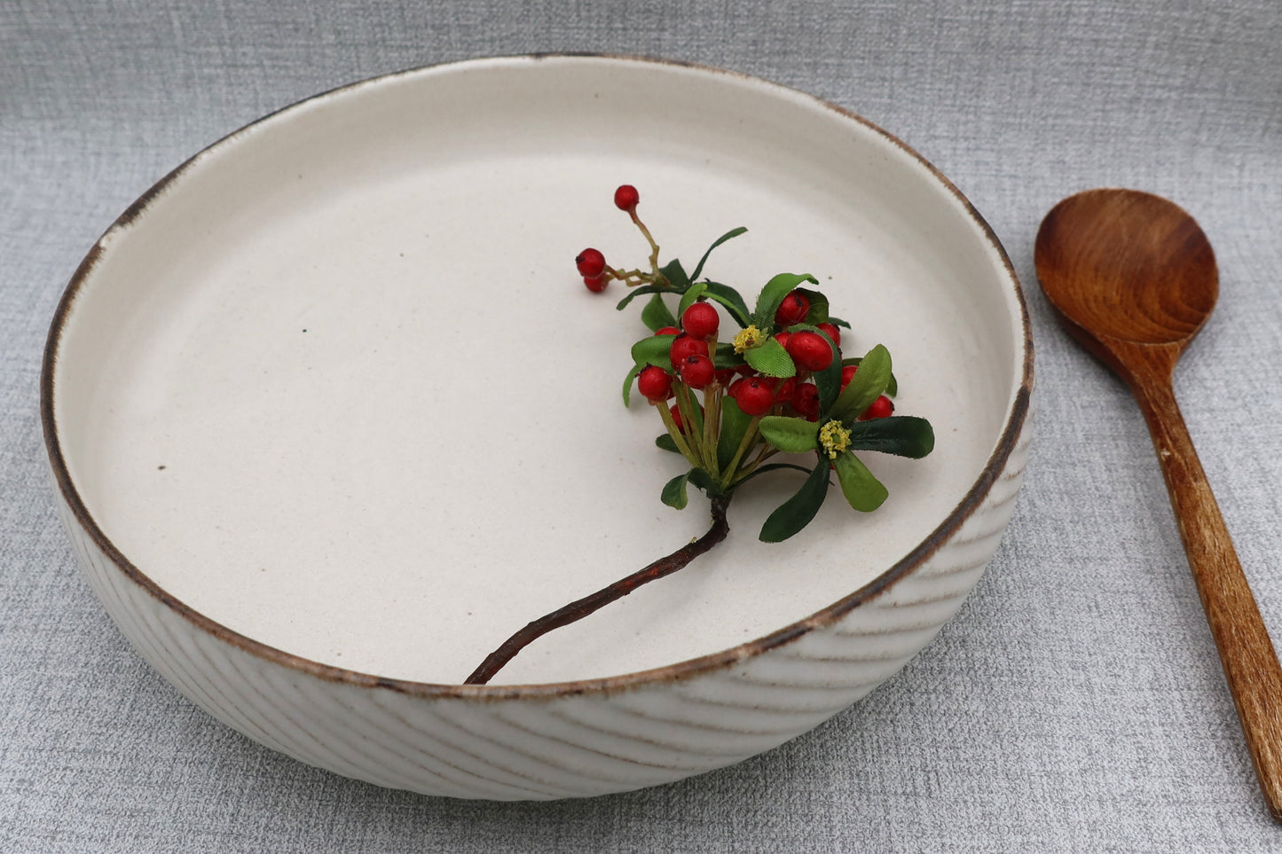 Mashiko ware deep plate, milky white