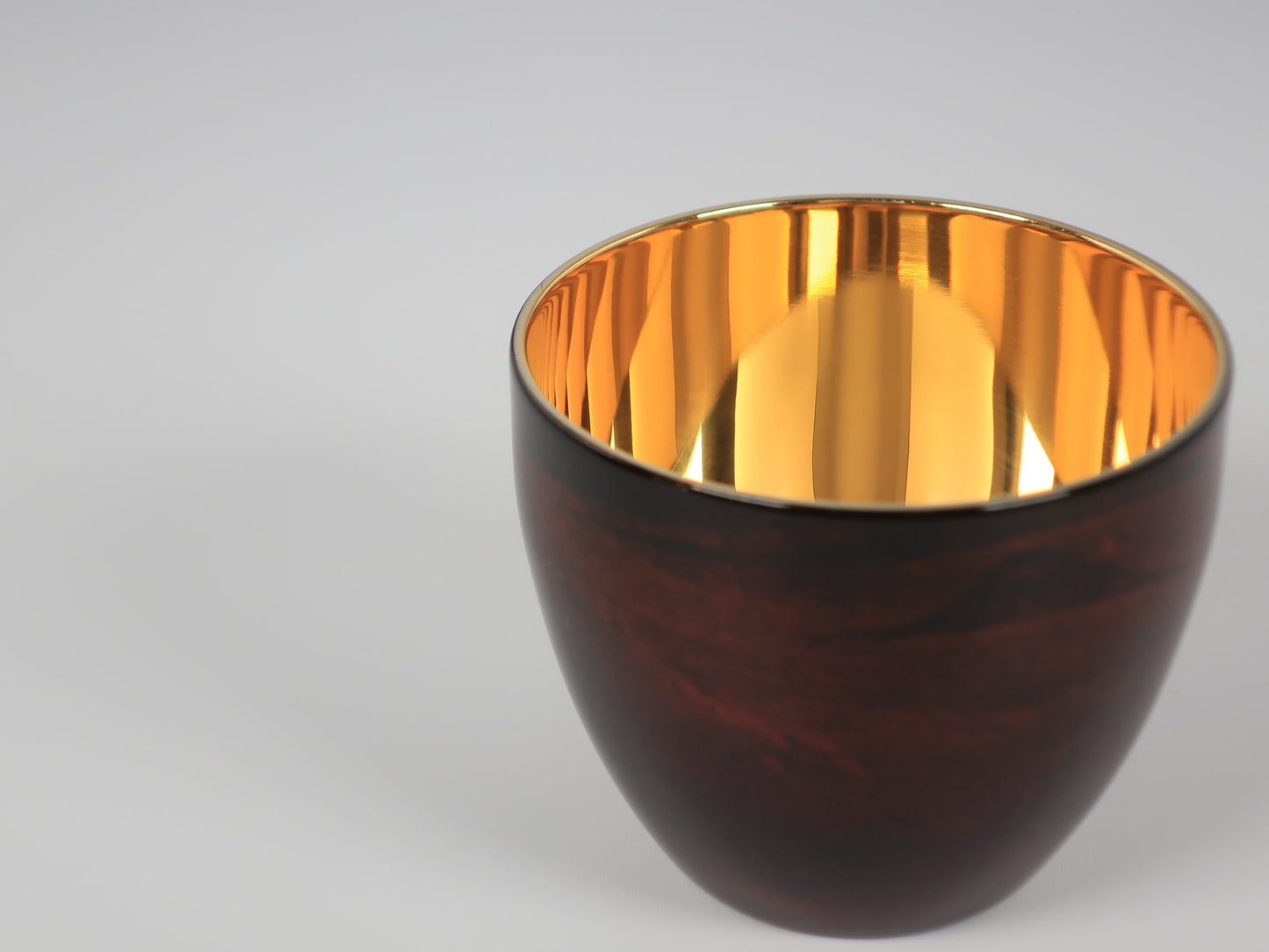 Lacquered (Shi-moa) Sake Cup, Sandalwood, Black, Yamanaka Lacquerware, Tsubame-Sanjo