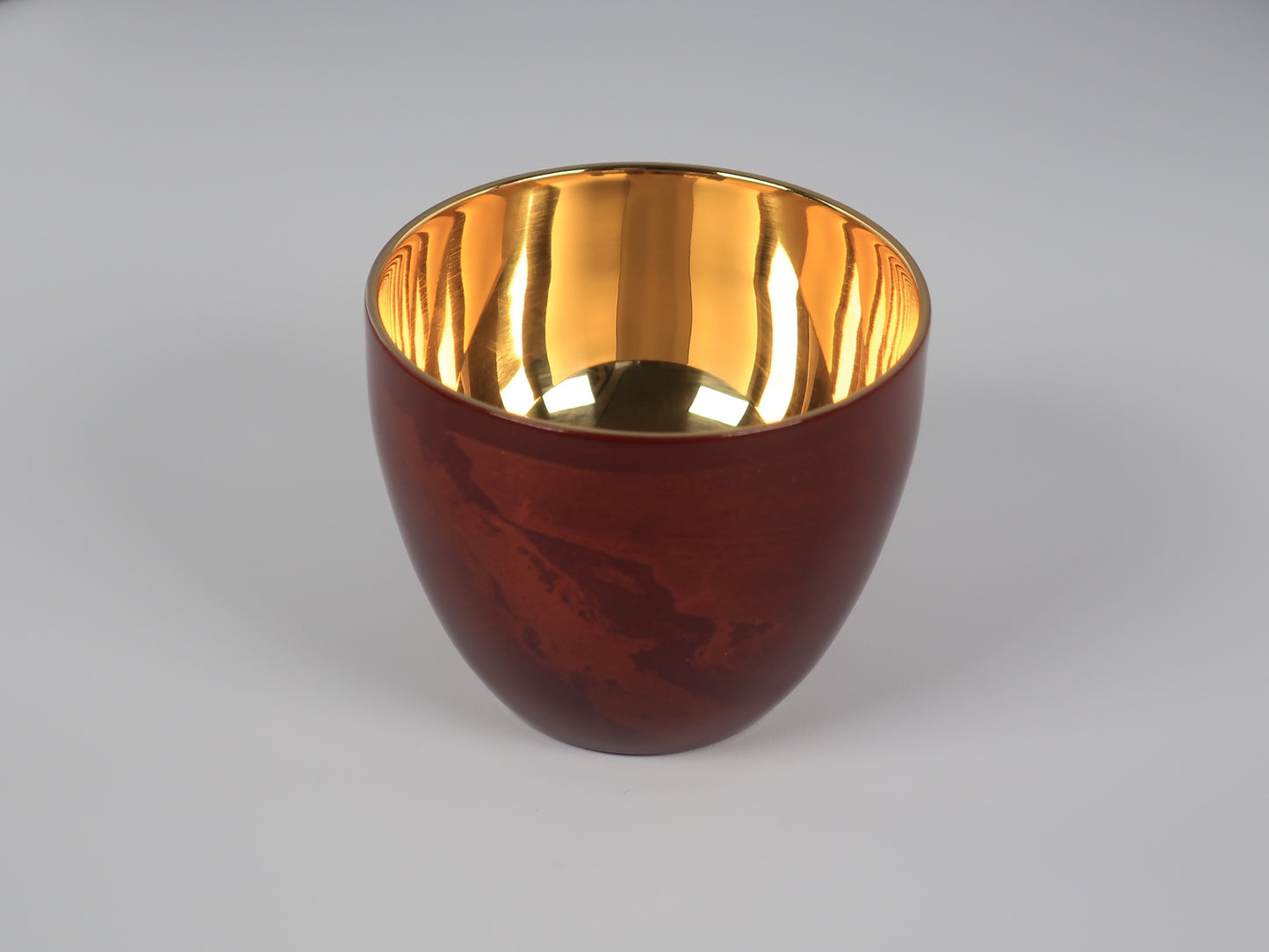 Lacquered (Shi-moa) Sake Cup, Sandalwood, Red, Yamanaka Lacquerware, Tsubame-Sanjo
