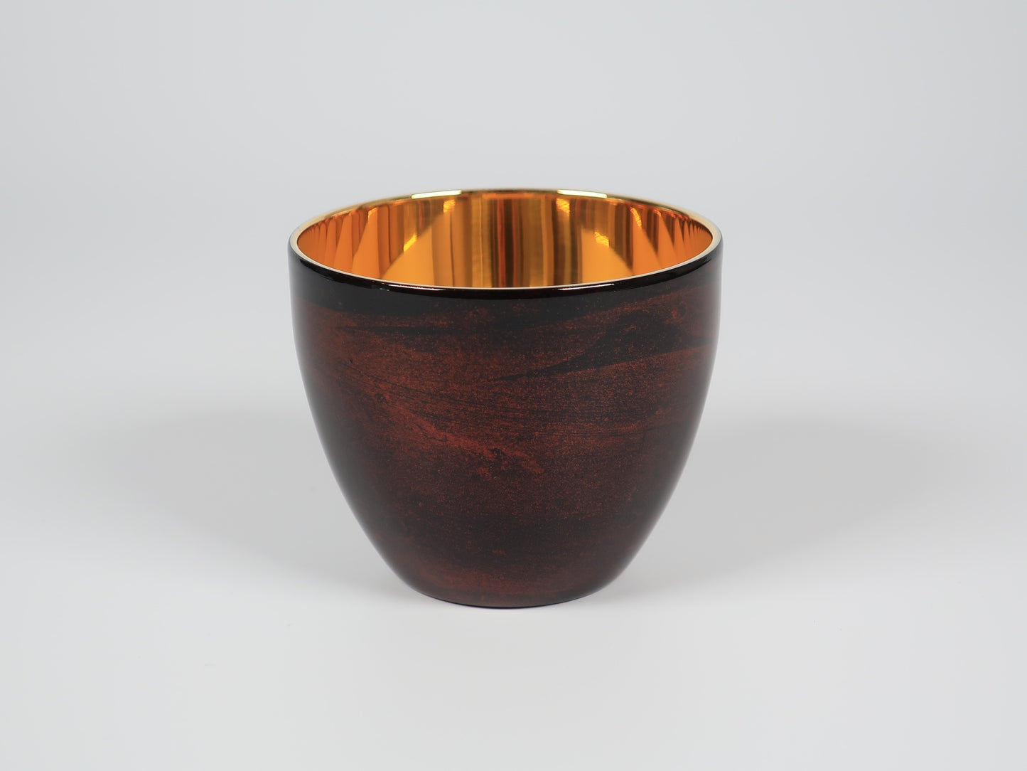 Lacquered (Shi-moa) Sake Cup, Sandalwood, Black, Yamanaka Lacquerware, Tsubame-Sanjo