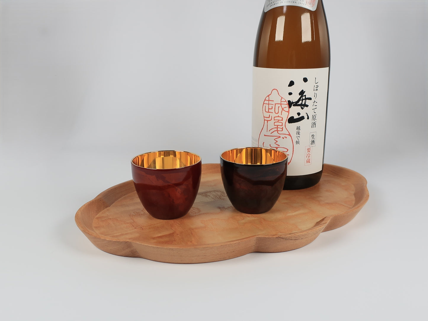 Lacquered (Shi-moa) Sake Cup, Sandalwood, Red, Yamanaka Lacquerware, Tsubame-Sanjo