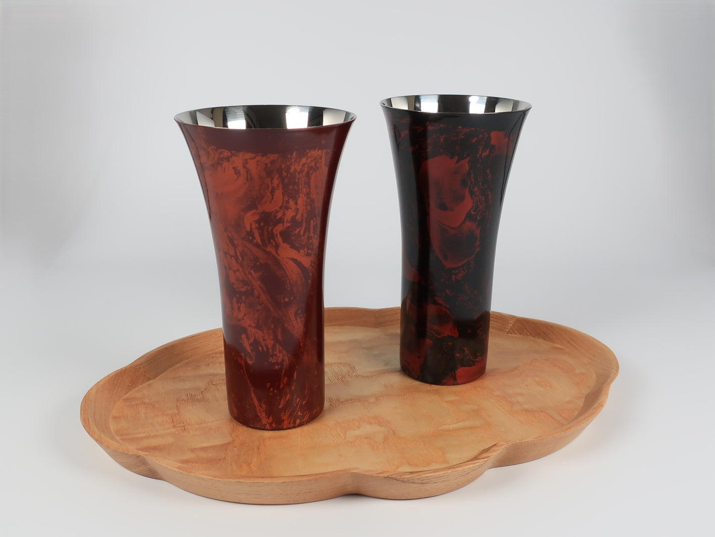 Lacquered (Shi-moa) Beer Cup, Sandalwood, Red, Yamanaka Lacquerware, Tsubame-Sanjo