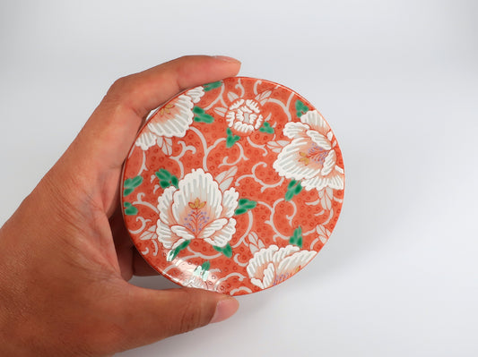 KUTANI ART SMALL PLATE "AKAE MANYOKA"