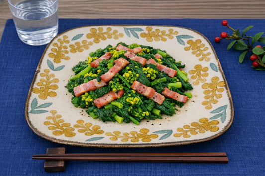 春の訪れを味わう、日本の春野菜と和紙染めの器の物