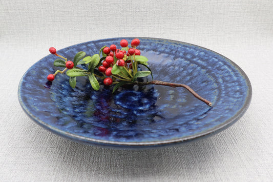 Mashiko ware flat plate, round plate, rust color