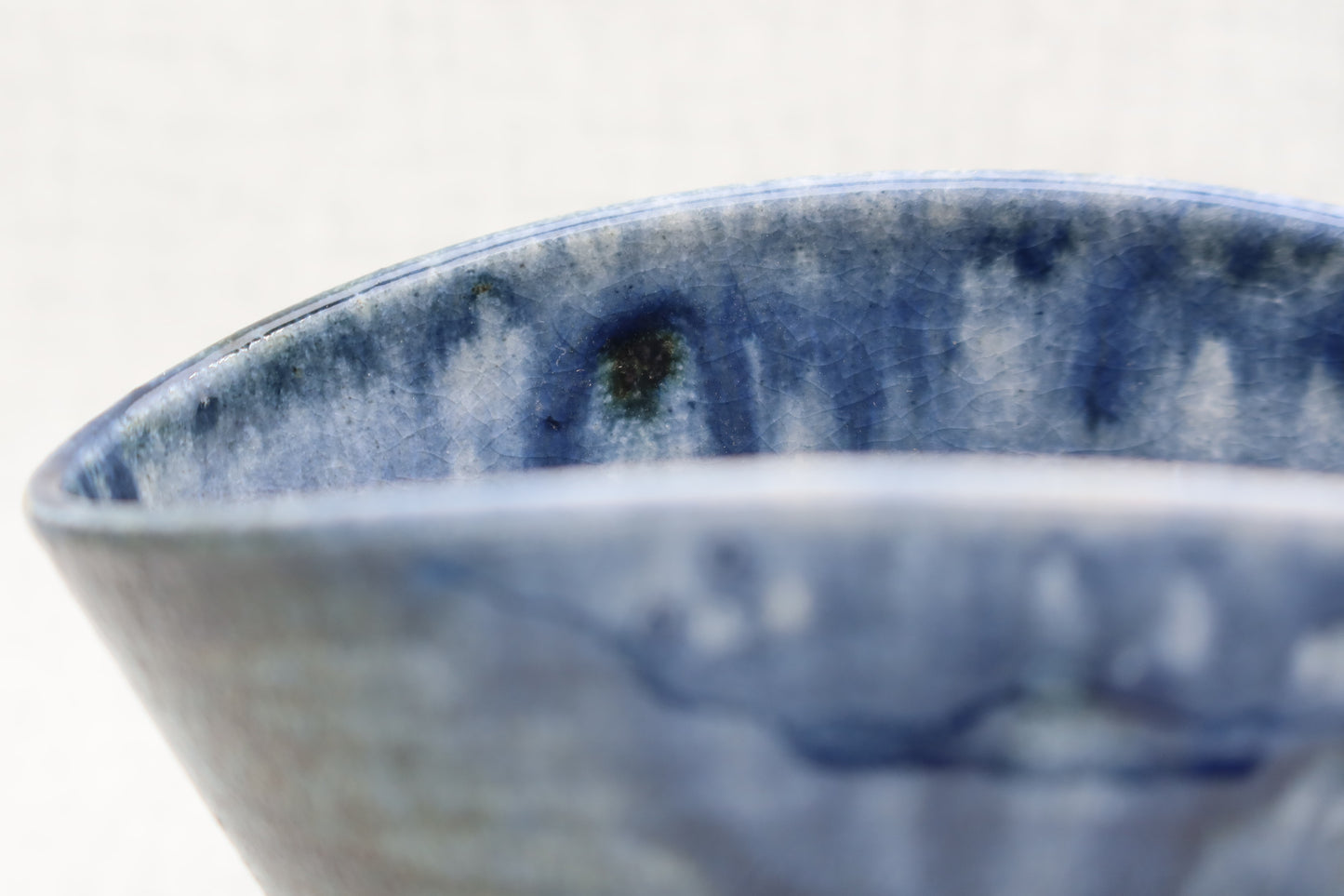 Mashiko ware flower vase, navy blue