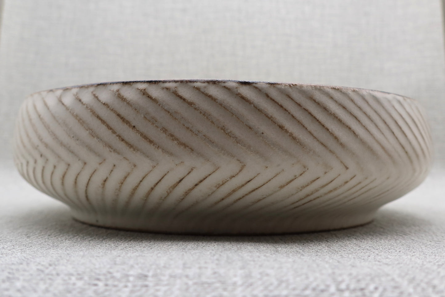 Mashiko ware deep plate, milky white