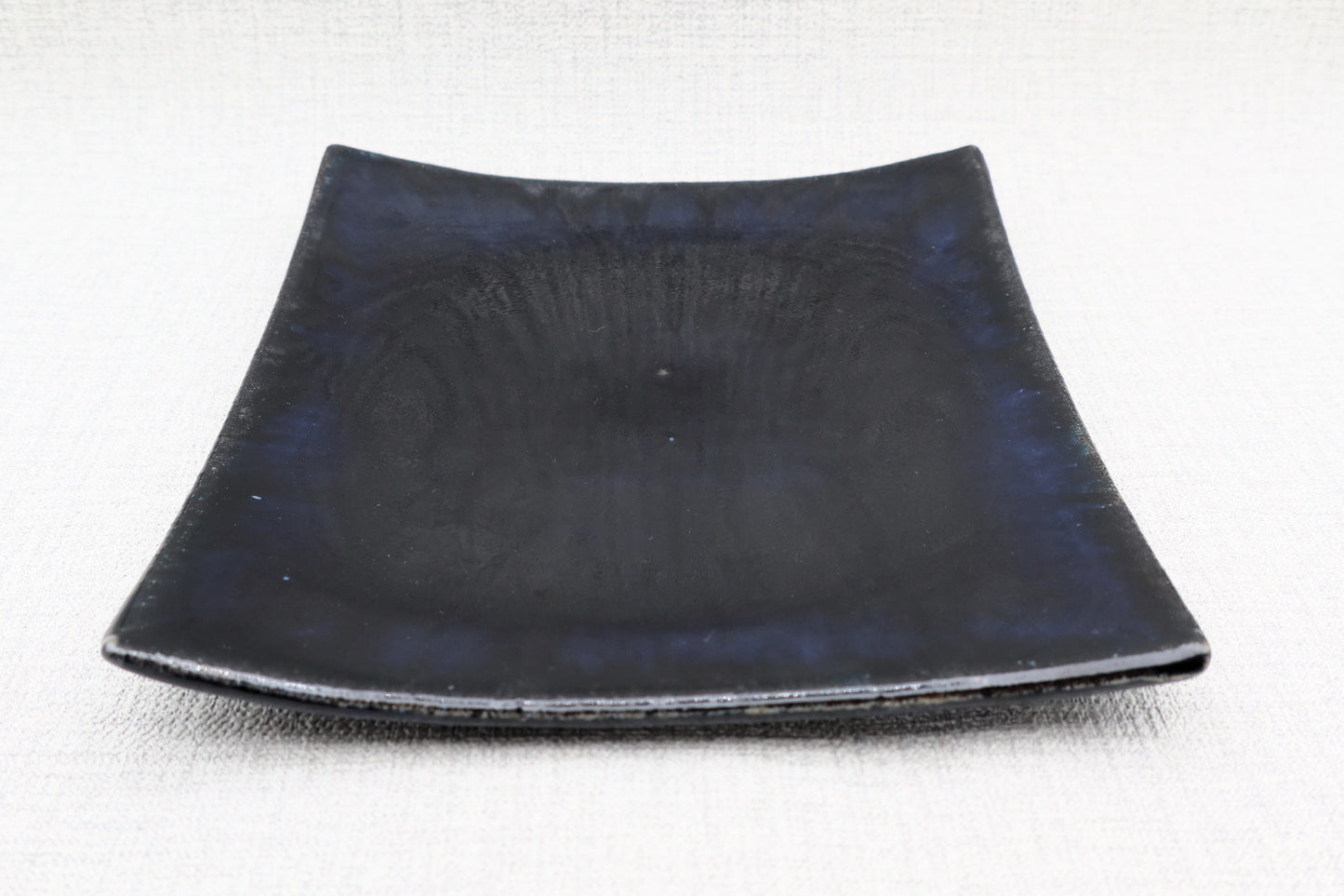 Mashiko ware flat plate, square plate, lapis lazuli color
