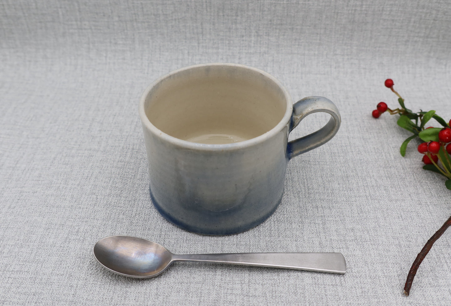Mashiko ware coffee cup, cobalt blue