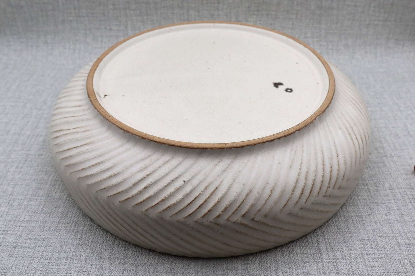 Mashiko ware deep plate, milky white