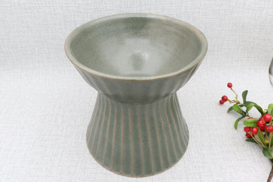 Mashiko Pottery Pet Food Dish (Bowl with Stand) Gray