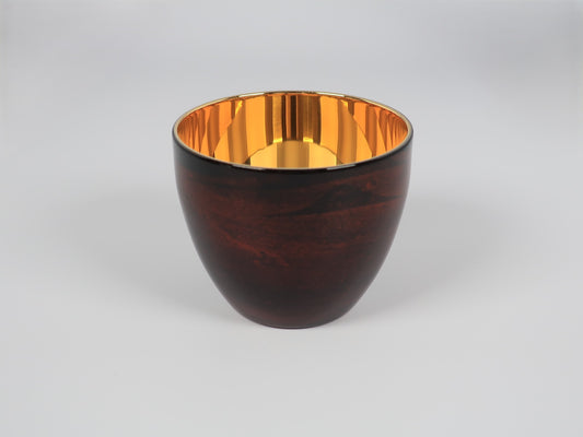 Lacquered (Shi-moa) Sake Cup, Sandalwood, Black, Yamanaka Lacquerware, Tsubame-Sanjo