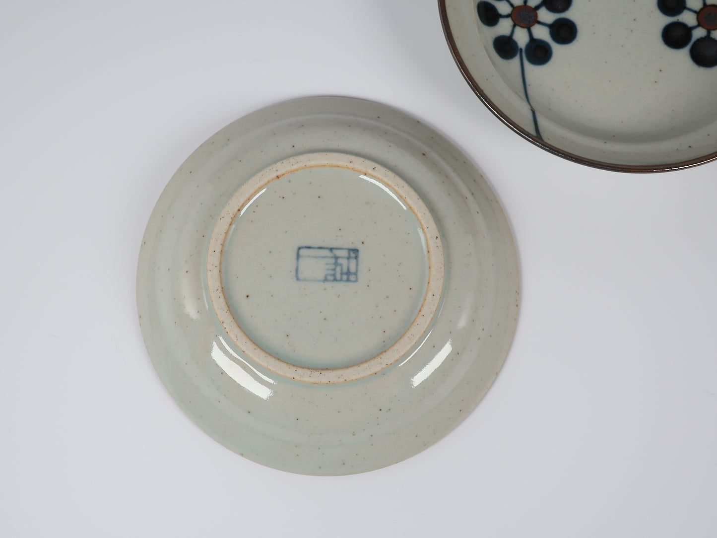 Hasami ware flat plate, blue fruit, hand-painted, set of 2 small plates