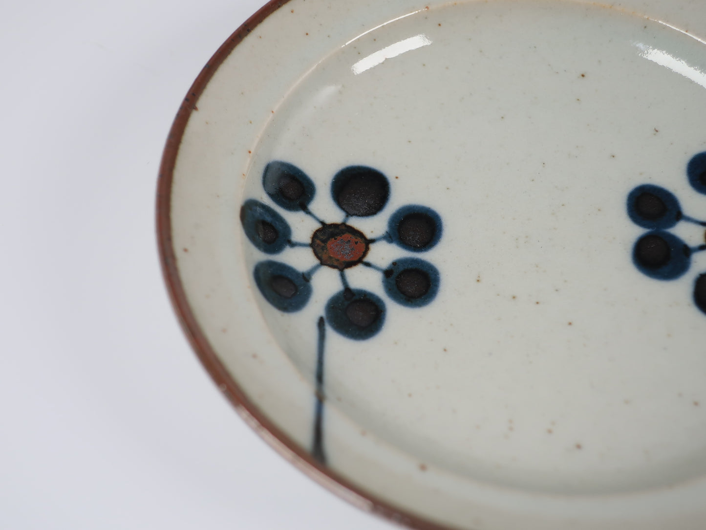 Hasami ware flat plate, blue fruit, hand-painted, set of 2 small plates