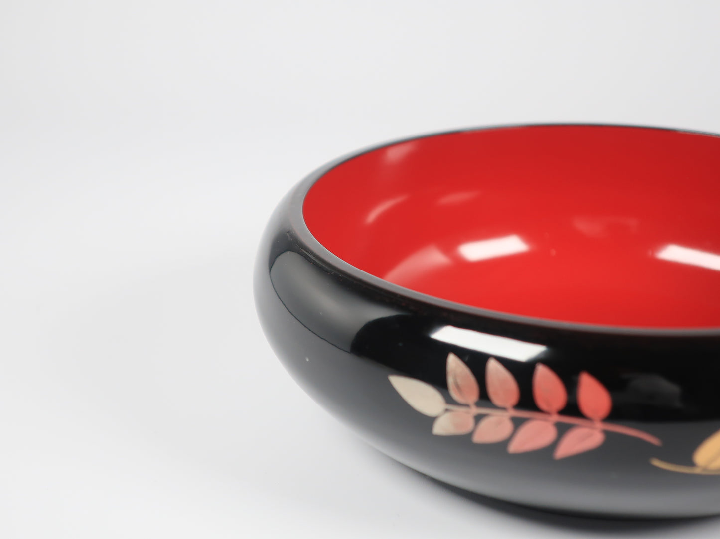 [Antique] Aizu Lacquerware Sweet Dish, Black Inner Vermilion Finish