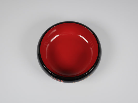 [Vintage] Aizu Lacquerware Sweet Dish, Black Inner Vermilion Finish