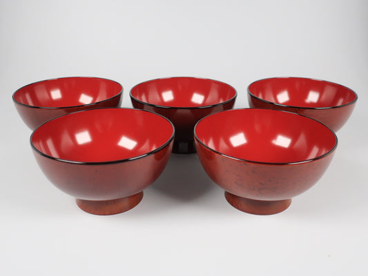 [Vintage] Aizu Lacquerware Soup Bowl Set of 5
