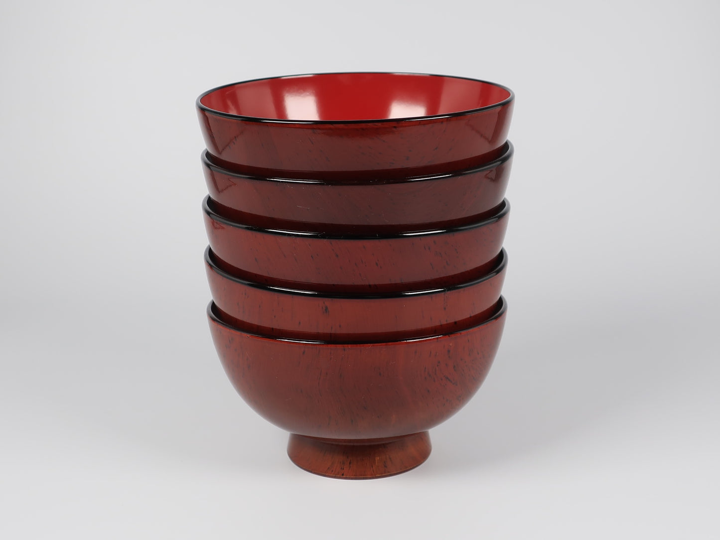 [Antique] Aizu Lacquerware Soup Bowl Set of 5