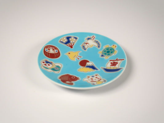 Kutani ware small plate, lucky charm (Auspicious small plate collection)