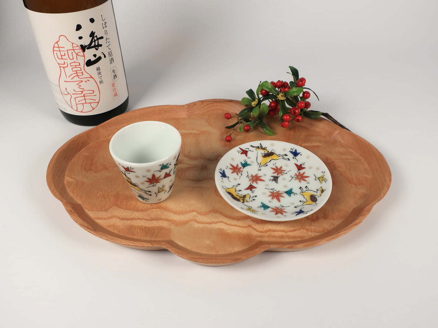九谷焼　おちょこ　鹿紅葉（吉祥　縁起ちょこコレクション）