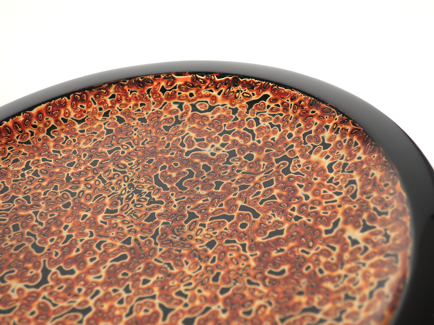 Aizu lacquerware flat plate with golden insect-eaten lacquer