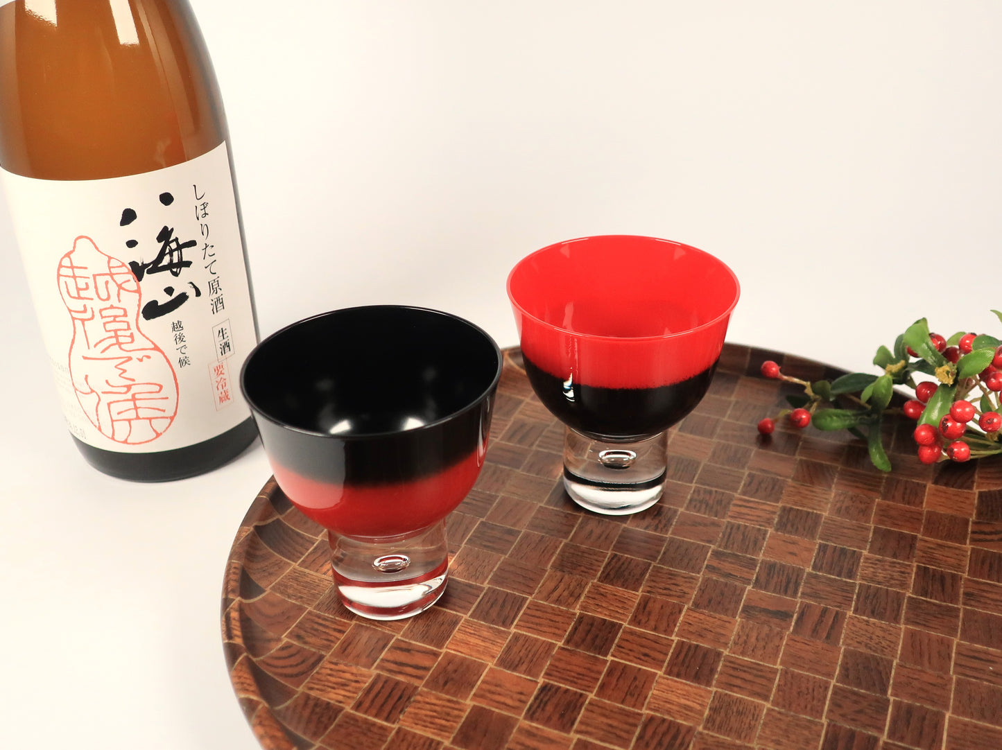 Aizu Lacquerware Cold Sake Glass with Black Gradient
