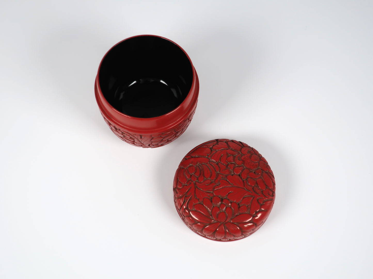 ＜ヴィンテージ＞ 村上木彫堆朱　棗（なつめ）　菊花文様