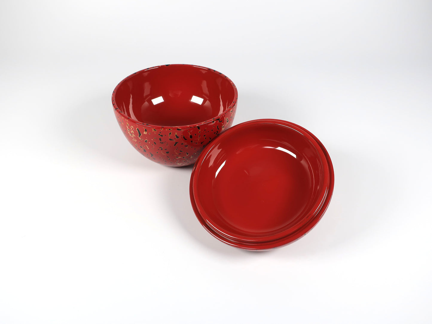 津軽塗　りんごボンボン（菓子器）　唐塗　茜