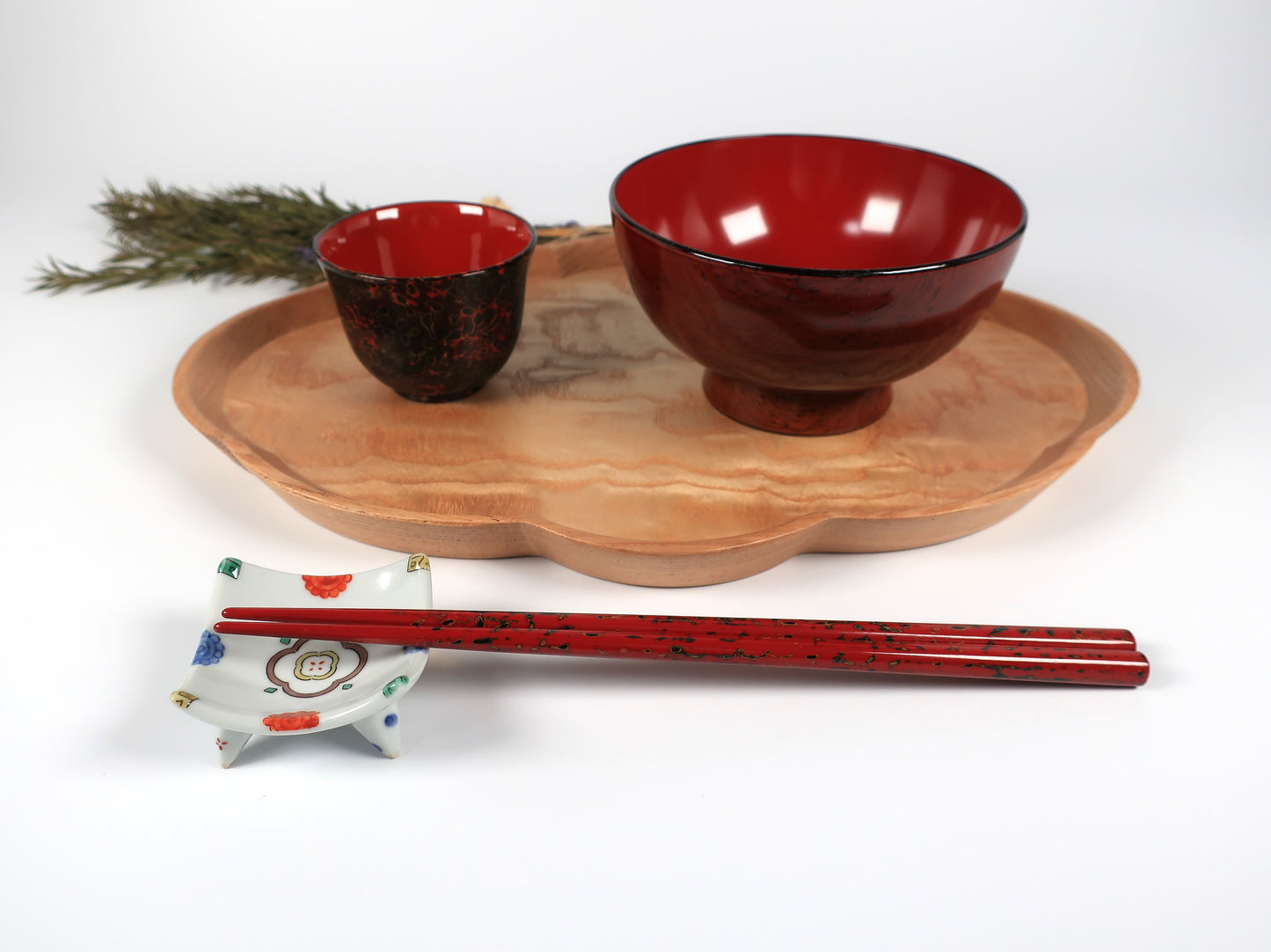 津軽塗　箸　唐塗　茜