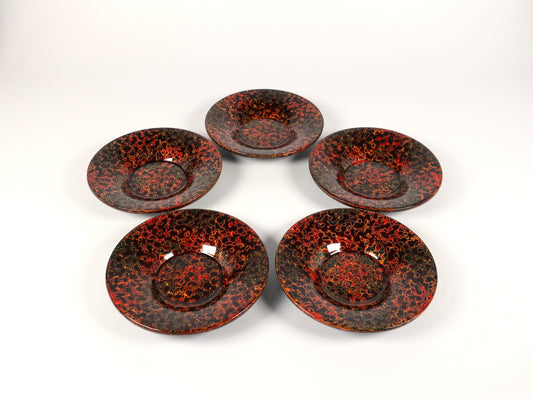 [Vintage] Tsugaru-nuri Coasters (Set of 5), Kara-nuri, Golden Brown