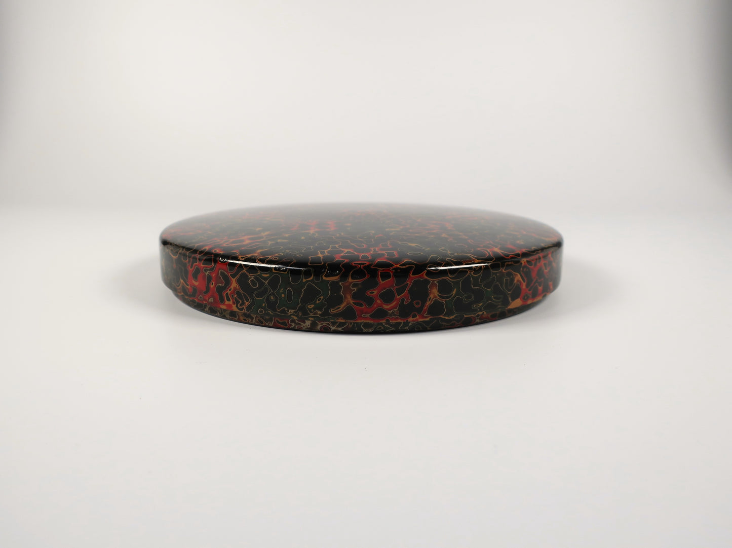 [Vintage] Tsugaru-nuri Suzuribako (Inkstone Box) - Easy Calligraphy Starter Set - Kara-nuri (patterned lacquer) - Ro (black)