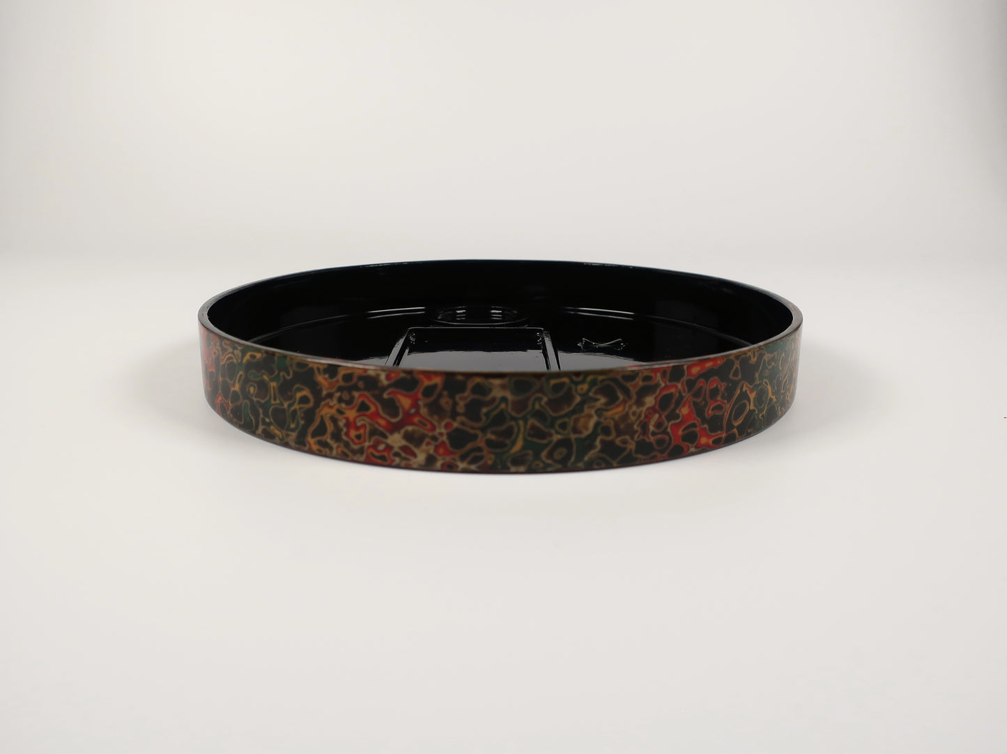 [Vintage] Tsugaru-nuri Suzuribako (Inkstone Box) - Easy Calligraphy Starter Set - Kara-nuri (patterned lacquer) - Ro (black)